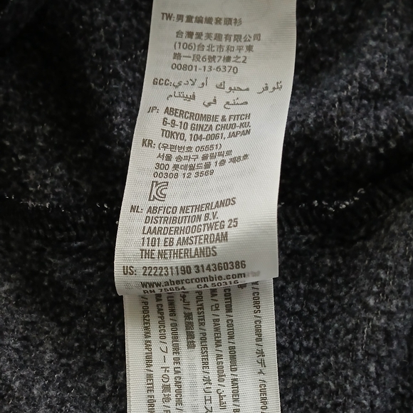 ABERCROMBIE & FITCH BOYS' GRAY BLACK PULLOVER SWEATER- HOODIE .SIZE 13/14 - Picture 9 of 13